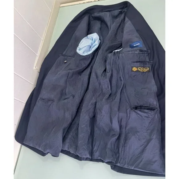 Loro Piana Faconnable Blazer Sport Coat 50R Navy Blue 2 Button Double Vent - Picture 2 of 12